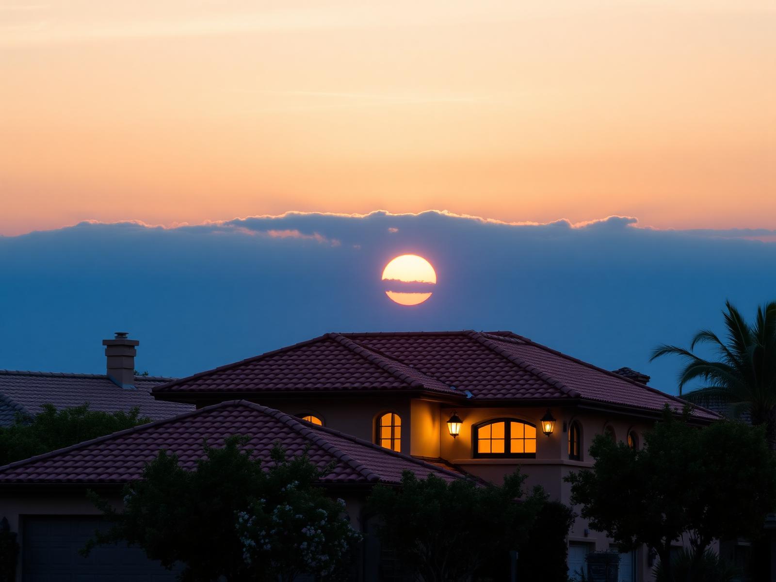 California home at golden hour